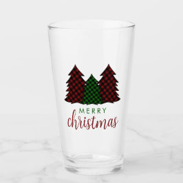 Frohe Weihnachten Karierte Muster Weihnachtsbaum Glas