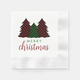 Frohe Weihnachten Karierte Muster Weihnachtsbaum Serviette