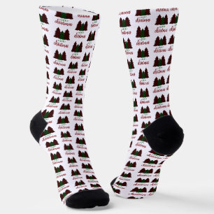 Frohe Weihnachten Karierte Muster Weihnachtsbaum Socken