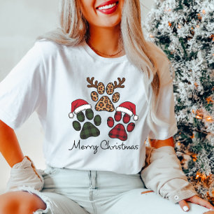 Frohe Weihnachten Karierte Paw Print Frauen-T - Sh T-Shirt