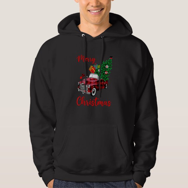 Frohe Weihnachten Karierten Red Truck Xmas Tree Me Hoodie (Vorderseite)