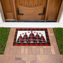 Frohe Weihnachten karierten Weihnachtsbaumen Weihn Fußmatte