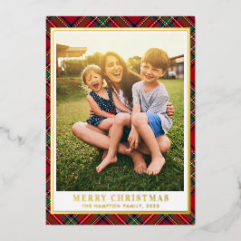 Frohe Weihnachten Kariertes Foto Stewart Tartan Go Folien Feiertagskarte