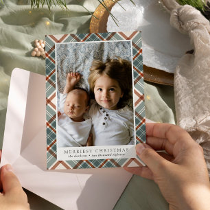 Frohe Weihnachten Kariertes Foto Weihnachtskarte