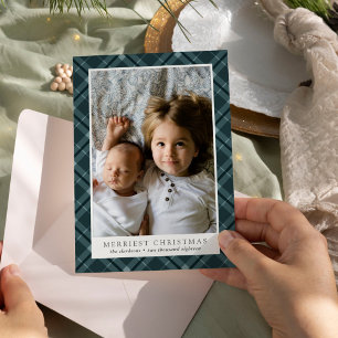 Frohe Weihnachten Kariertes Foto Weihnachtskarte