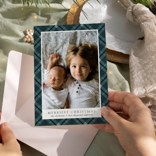 Frohe Weihnachten Kariertes Foto Weihnachtskarte (Von Creator hochgeladen)