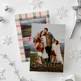 Frohe Weihnachten Kariertes vertikales Foto Grußka Folien Feiertagskarte