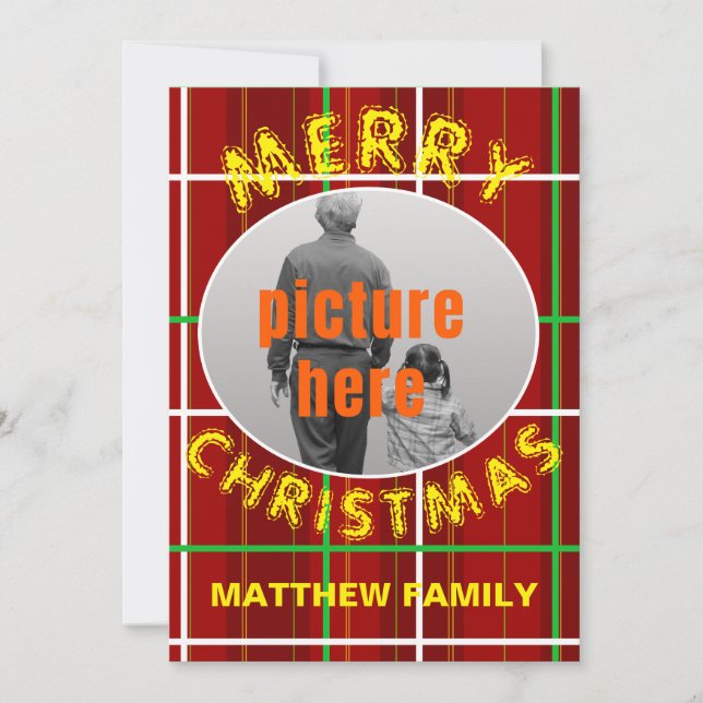 Frohe Weihnachten Karo Kariert Weihnachten Party Einladung (Vorderseite)