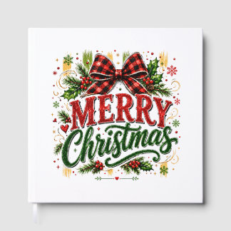 Frohe Weihnachten Karo-Schleife Gästebuch