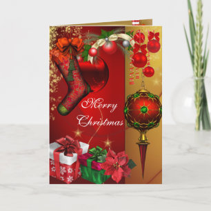 Frohe Weihnachten Karte Gold Rot Weiß Weihnachten
