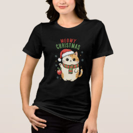 Frohe Weihnachten Katze – Festliches Feiertagsdesi Tri-Blend Shirt