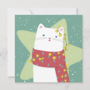 Frohe Weihnachten: Katze Illustration Dankeskarte