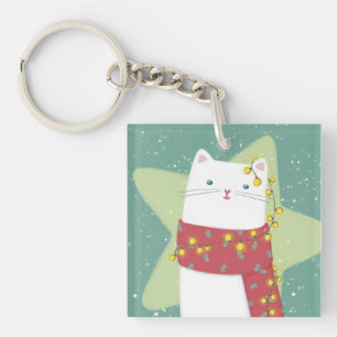 Frohe Weihnachten: Katze Illustration Schlüsselanhänger
