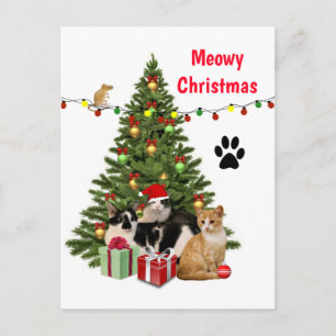 Frohe Weihnachten Katze / Katzenliebhaber Collage Postkarte