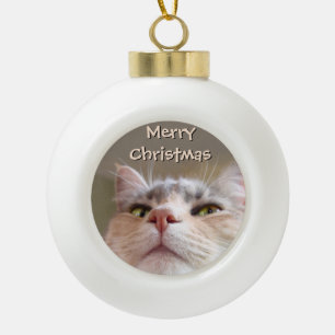 Frohe Weihnachten Katze Keramik Kugel-Ornament