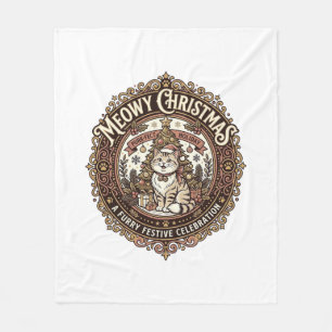 Frohe Weihnachten Katze Weihnachten Vintage Vektor Fleecedecke