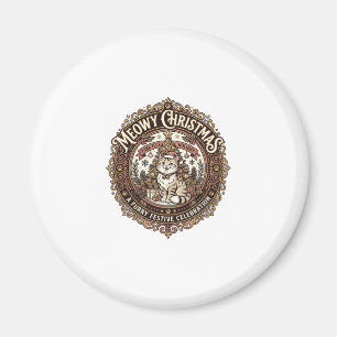 Frohe Weihnachten Katze Weihnachten Vintage Vektor Magnet