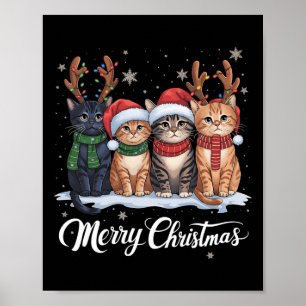 Frohe Weihnachten Katze Weihnachtslicht Rentier Sa Poster