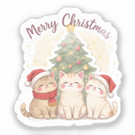 Frohe Weihnachten Katzen Aufkleber