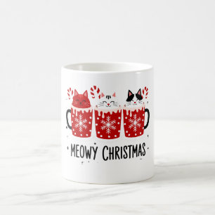 Frohe Weihnachten Katzen Heiße Schokolade Zuckerro Kaffeetasse