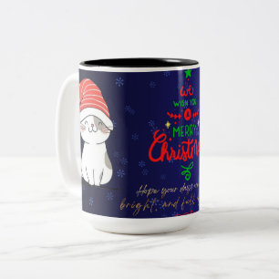 Frohe Weihnachten Katzen Kaffee lustiger Becher Zweifarbige Tasse