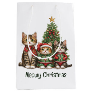 Frohe Weihnachten Katzen Mittlere Geschenktüte