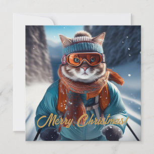 Frohe Weihnachten Katzen Ski