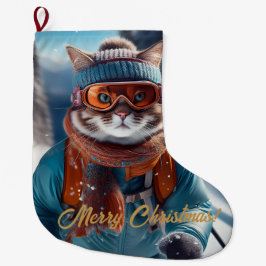 Frohe Weihnachten Katzen Ski Großer Weihnachtsstrumpf