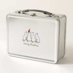 Frohe Weihnachten Katzen Süße Kätzchen Katzen Weih Metall Brotdose