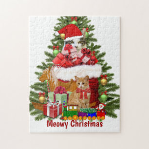 Frohe Weihnachten Katzen und Holiday Tree Puzzle