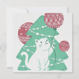 Frohe Weihnachten: Katzen und Ornamente Feiertagskarte