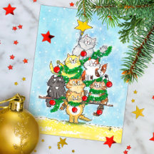 Frohe Weihnachten Katzenpostkarte