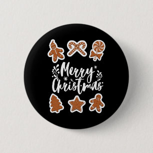 Frohe Weihnachten Kekse Gingerbread Man Baum König Button