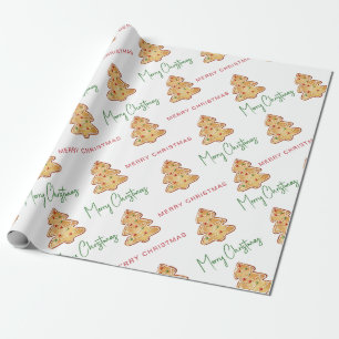 Frohe Weihnachten Keksmuster Schrift Geschenkpapier
