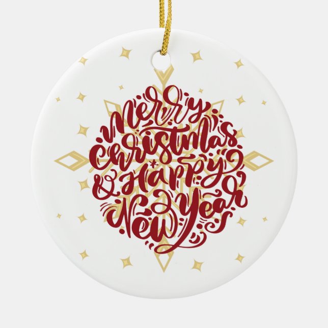 Frohe Weihnachten Keramik Ornament (Vorne)