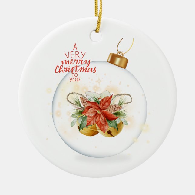 Frohe Weihnachten Keramik Ornament (Vorne)