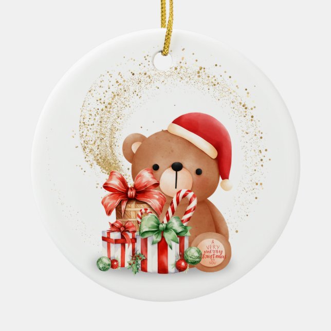 Frohe Weihnachten Keramik Ornament (Vorne)