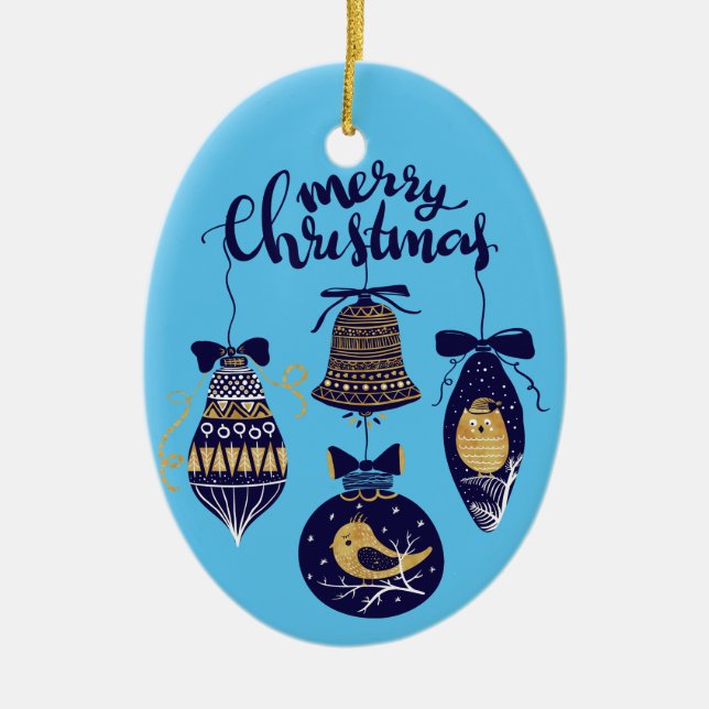 Frohe Weihnachten Keramik Ornament (Vorne)