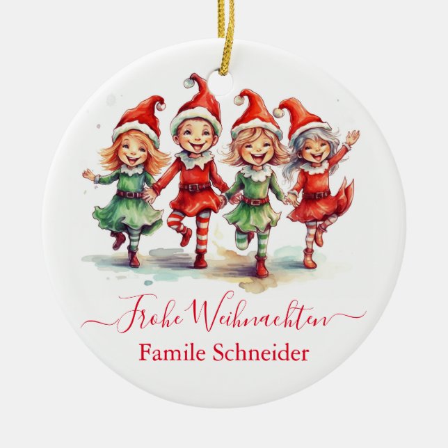 Frohe Weihnachten Keramik Ornament (Vorne)