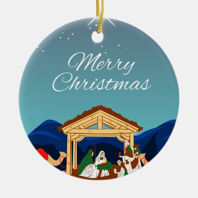 frohe Weihnachten Keramik Ornament (Vorne)