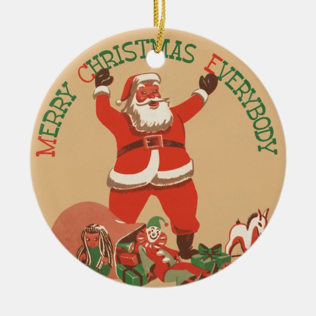 Frohe Weihnachten Keramik Ornament (Vorne)