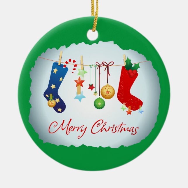 Frohe Weihnachten Keramik Ornament (Vorne)