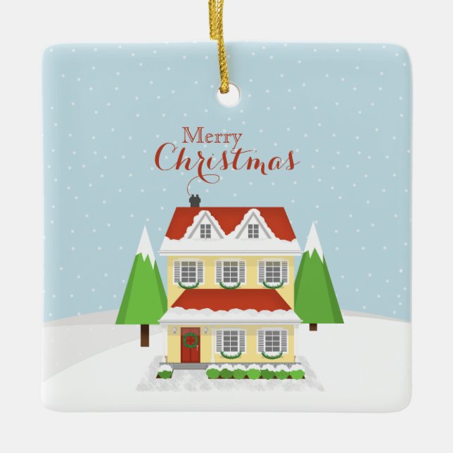 Frohe Weihnachten Keramikornament (Vorderseite)