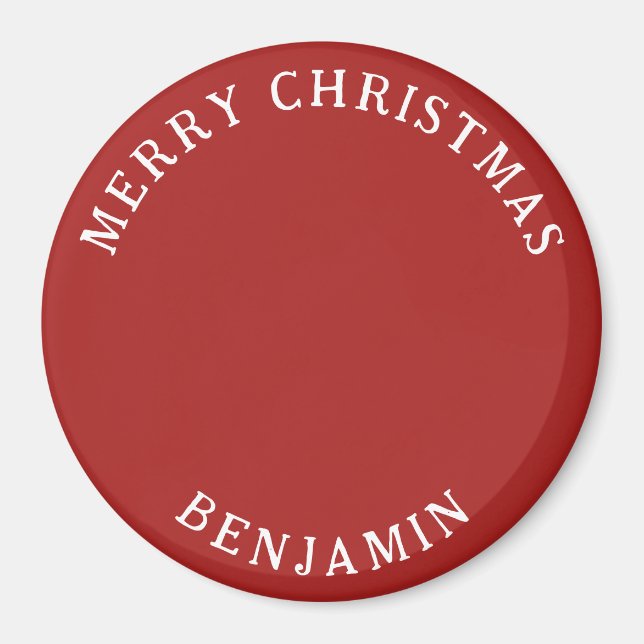 Frohe Weihnachten, Kinder Foto und Name Rot Magnet (Vorne)