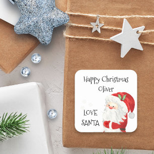 Frohe Weihnachten Kinder Name Liebe Santa Quadratischer Aufkleber