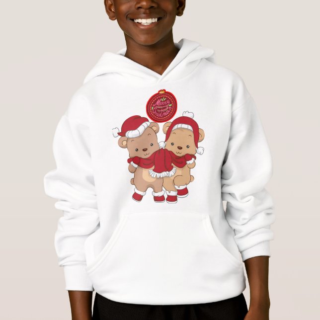 Frohe Weihnachten Kinder Pullover Hoodie (Vorderseite)