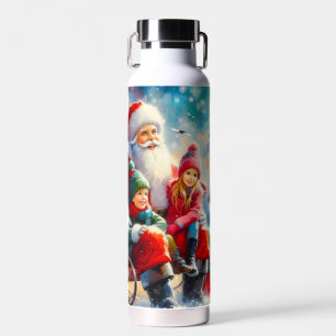 Frohe Weihnachten! Kinder und der Weihnachtsmann Trinkflasche