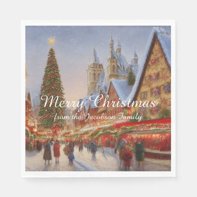 Frohe Weihnachten Kitsch Nostalgischer Deutscher M Serviette (Vorderseite)