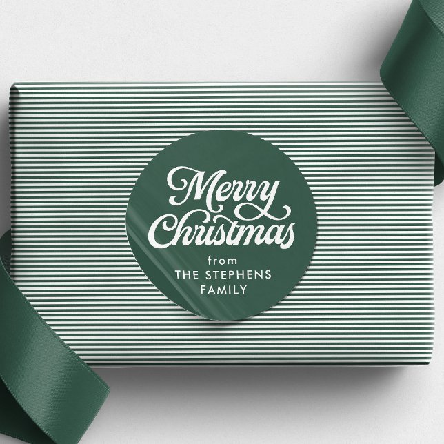 Frohe Weihnachten Klassik Grün Urlaub Geschenk Runder Aufkleber (Von Creator hochgeladen)