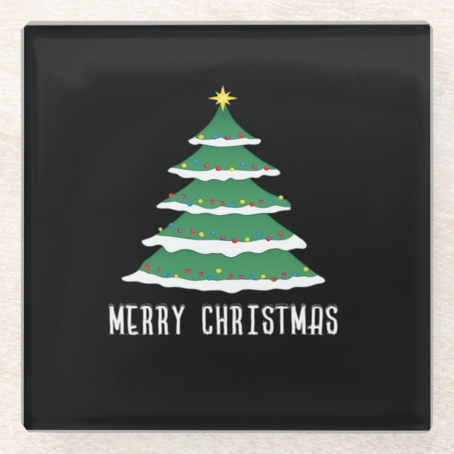 Frohe Weihnachten Klassiker Glasuntersetzer (Vorderseite)